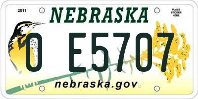NE license plate 0E5707
