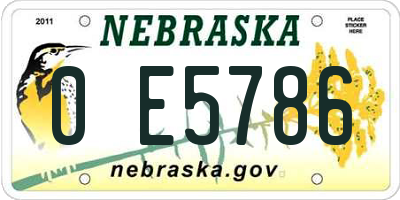 NE license plate 0E5786