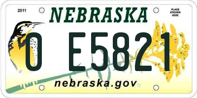NE license plate 0E5821
