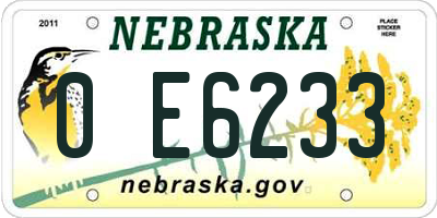 NE license plate 0E6233