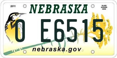 NE license plate 0E6515