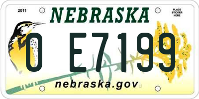 NE license plate 0E7199