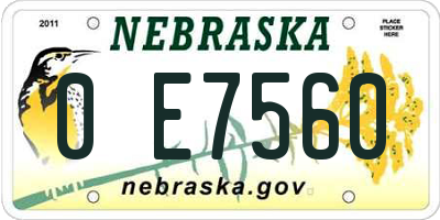 NE license plate 0E7560