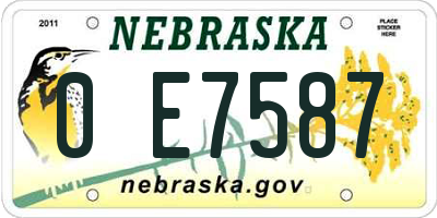 NE license plate 0E7587