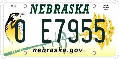 NE license plate 0E7955