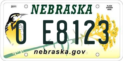 NE license plate 0E8123