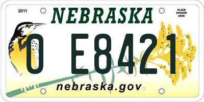 NE license plate 0E8421