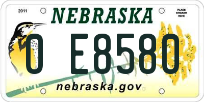 NE license plate 0E8580