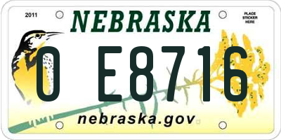 NE license plate 0E8716