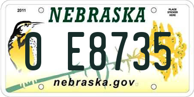 NE license plate 0E8735