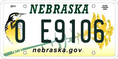 NE license plate 0E9106