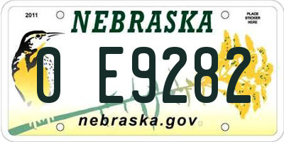 NE license plate 0E9282
