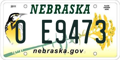 NE license plate 0E9473