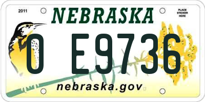 NE license plate 0E9736