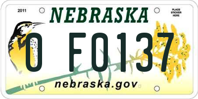 NE license plate 0F0137