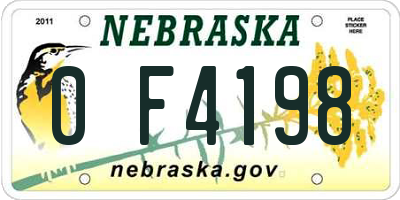 NE license plate 0F4198