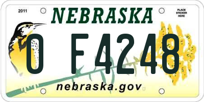 NE license plate 0F4248