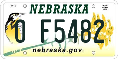 NE license plate 0F5482