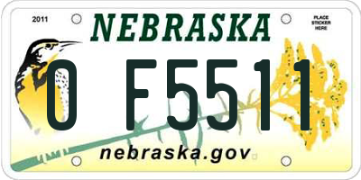 NE license plate 0F5511