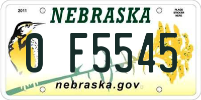 NE license plate 0F5545