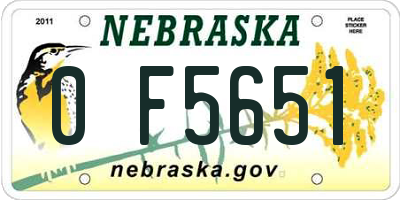 NE license plate 0F5651