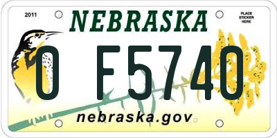 NE license plate 0F5740