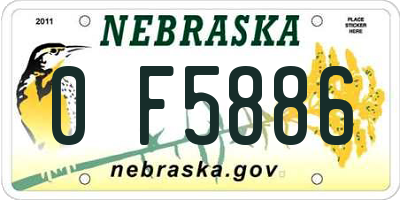 NE license plate 0F5886