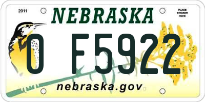 NE license plate 0F5922
