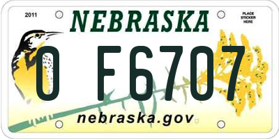 NE license plate 0F6707