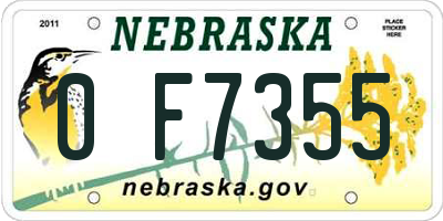 NE license plate 0F7355