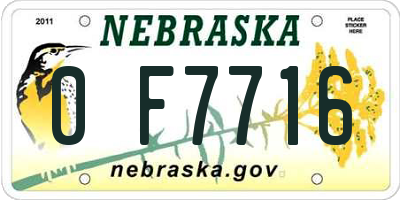 NE license plate 0F7716