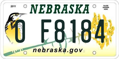 NE license plate 0F8184