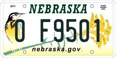 NE license plate 0F9501