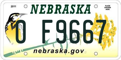NE license plate 0F9667