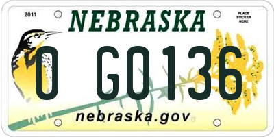 NE license plate 0G0136