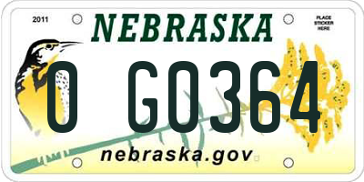 NE license plate 0G0364