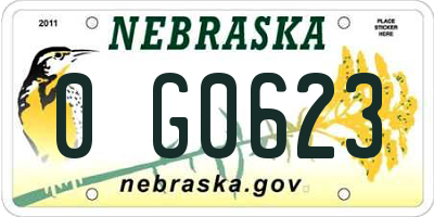 NE license plate 0G0623