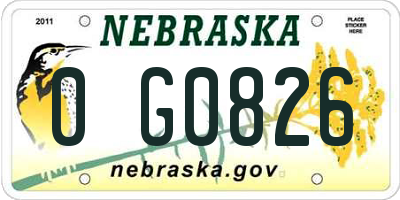 NE license plate 0G0826