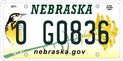 NE license plate 0G0836