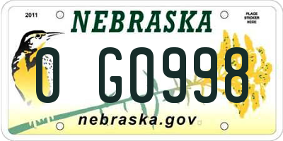 NE license plate 0G0998