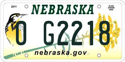 NE license plate 0G2218
