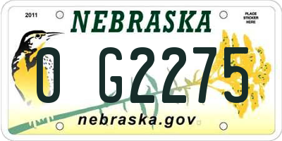 NE license plate 0G2275