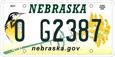 NE license plate 0G2387