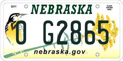 NE license plate 0G2865