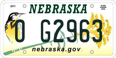 NE license plate 0G2963