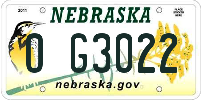 NE license plate 0G3022