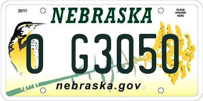 NE license plate 0G3050