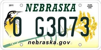 NE license plate 0G3073