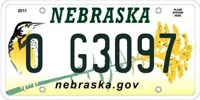 NE license plate 0G3097