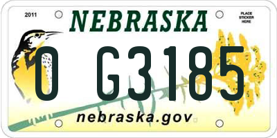 NE license plate 0G3185